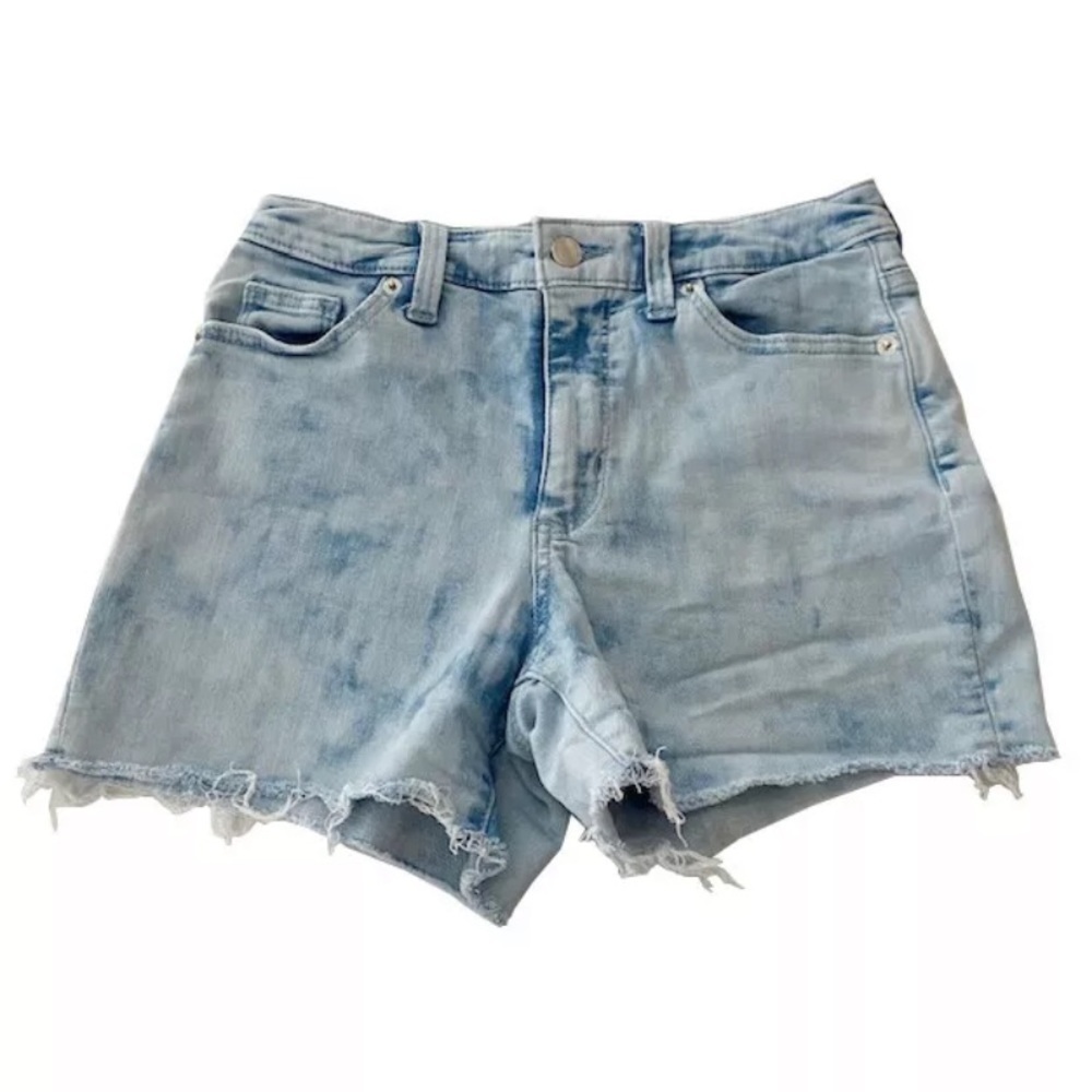 Universal Thread High‎ Rise Midi Light Acid Wash Cut Off Denim Shorts